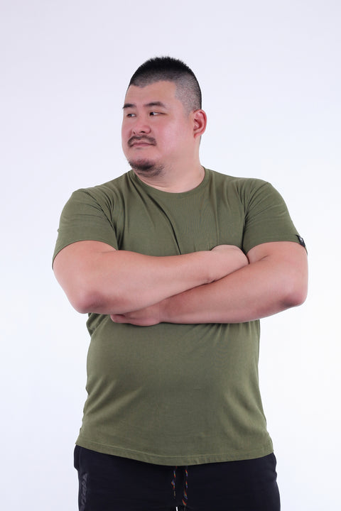 BASIC Plain Cotton Tee in Army Green